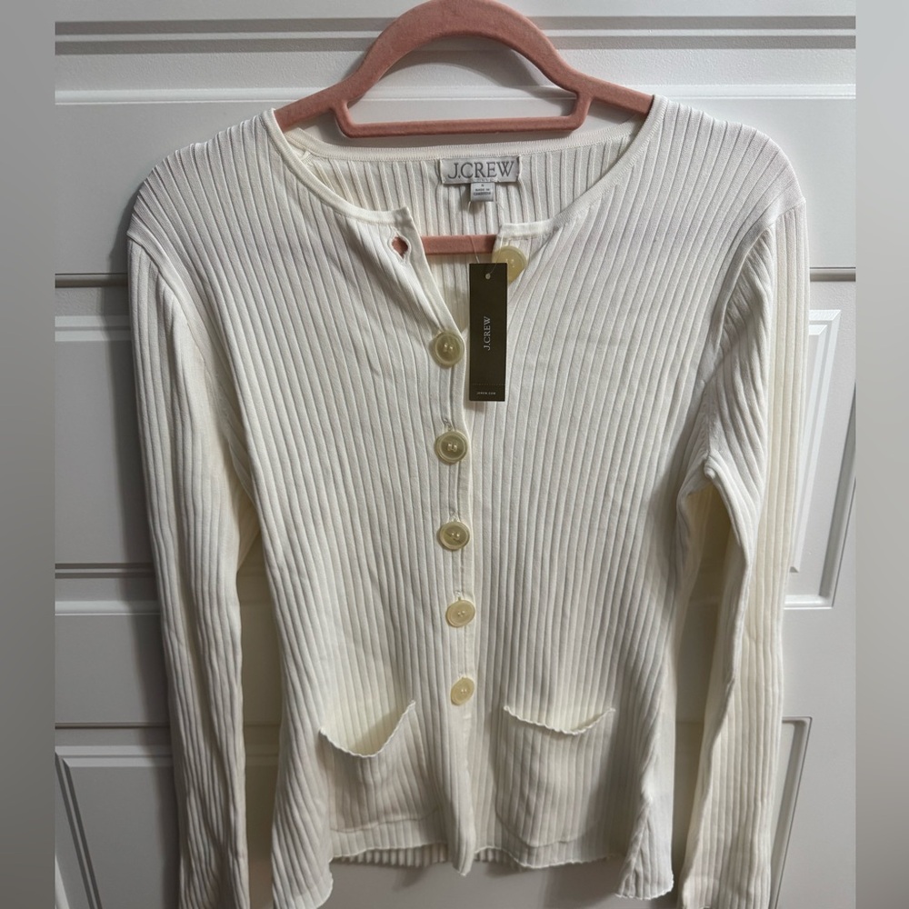 J. Crew Off-White Ribbed Knit Sweater